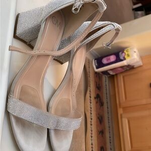 Windsor Silver Glitter Heels with Ankle Strap